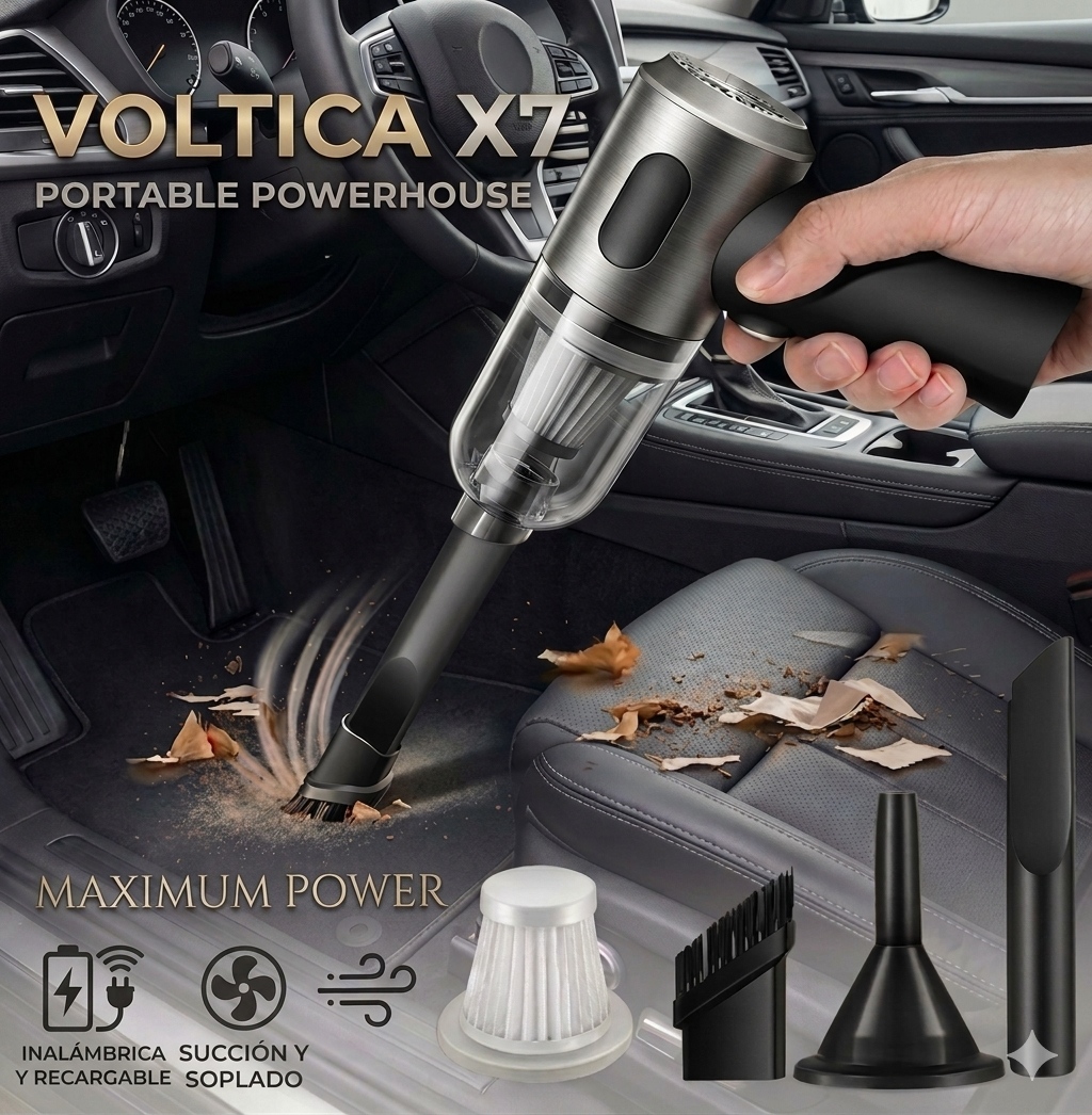 VOLTICA X7 Aspiradora Inalámbrica Portátil de Alta Potencia para Auto, Hogar y Oficina